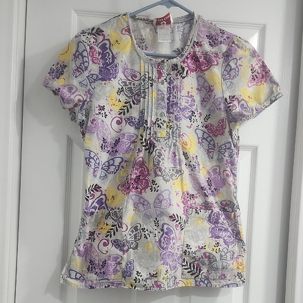 White Cross Butterfly Print Top